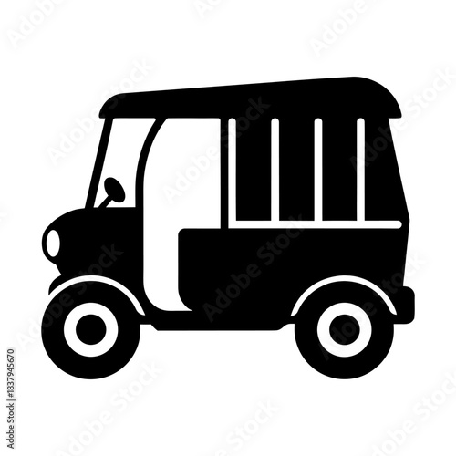 Auto Rickshaw Tuk Tuk Icon Isolated on White.