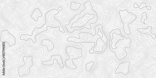 Abstract terrain contour diagram, seamless repeat pattern, black ink lines on white background, premium minimalist design