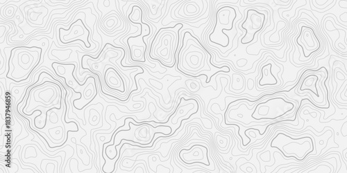 Geometric terrain contour map seamless texture, thin ink black lines, white negative space, contemporary abstract landscape pattern