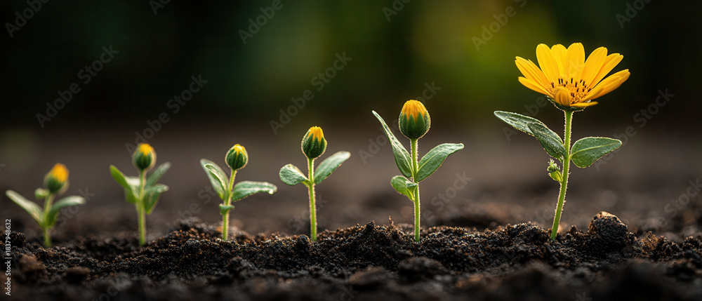 custom made wallpaper toronto digitalBusiness concept young yellow flower growth stages in soil showing progress and hope