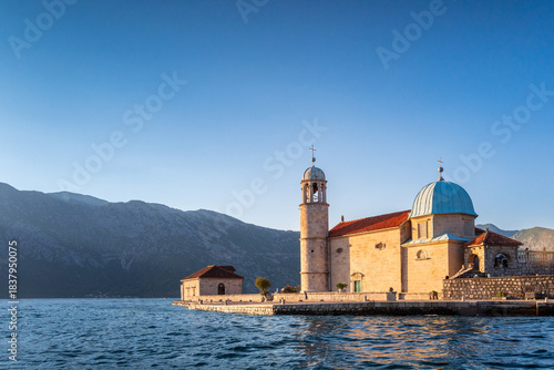 Our lady of the rocks church in Perast. Bay of Kotor. UNESCO Natural and Culture Historical Region. Montenegro.