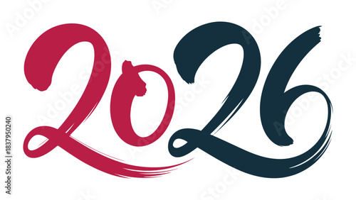 Typography 2026: An elegant rendering of the year 2026 in stylish, expressive typography, celebrating the passage of time and the promise of a new year. 