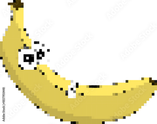 Banana 8-bit pixel icon. Vector illustration.