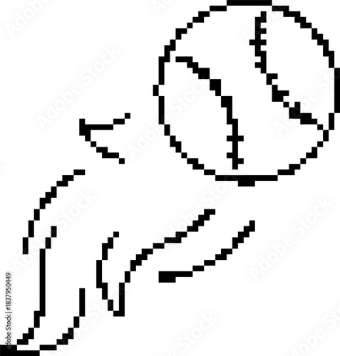 Baseball 8-bit pixel icon. Vector illustration.