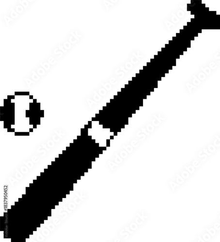 Baseball 8-bit pixel icon. Vector illustration.