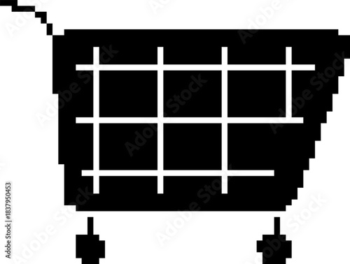 Basket shop 8-bit pixel icon. Vector illustration.