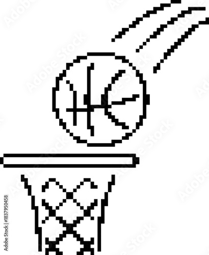 basketball 8-bit pixel icon. Vector illustration.