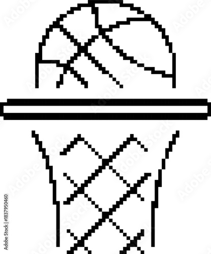 basketball 8-bit pixel icon. Vector illustration.
