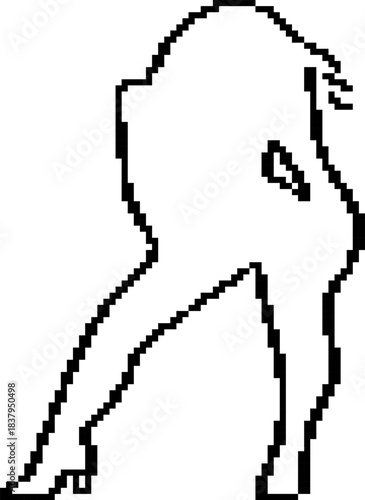 Body girl 8-bit pixel icon. Vector illustration.