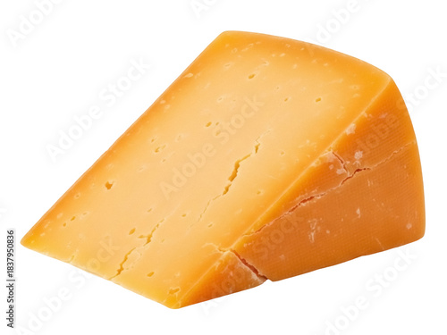 Slika na platnu Isolated Wedge of Cheese on Display, Prepared Food with Texture, Delicious, and