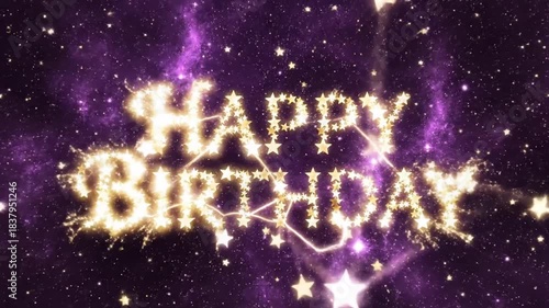 Starry birthday wishes in cosmic space