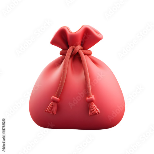 Red money pouch 3d icon symbolizing wealth luck and prosperity.