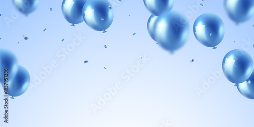 Beautiful blue 3D balloons illustration background vector banner template