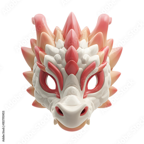 Fierce dragon mask 3d icon symbolizing power tradition and protection.