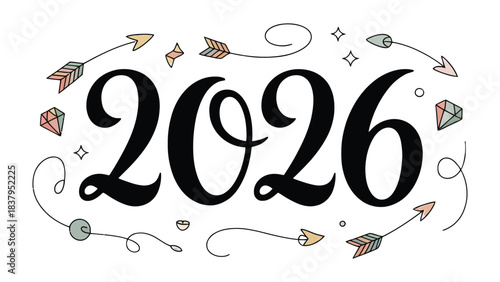 Visualizing 2026: An eye-catching illustration showcases the year 2026, surrounded by artistic elements that represent concepts of the future. The image evokes a sense of anticipation and optimism.