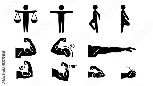 Black and white vector illustrations depicting human figures and gestures