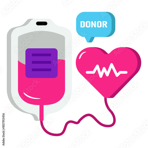 Conceptual flat design icon of iv drip