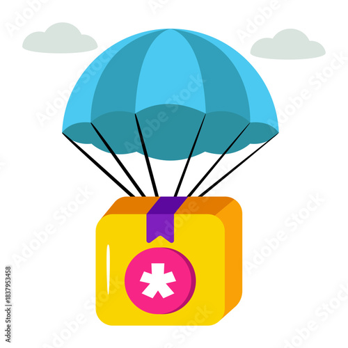 An icon design of parachute delivery