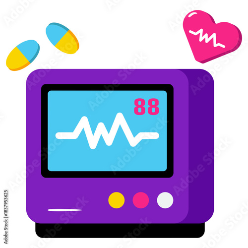 A unique design icon of ecg monitor