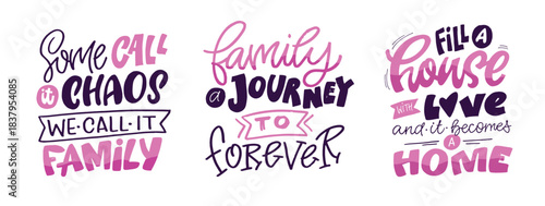 Funny hand drawn doodle lettering quote about Family. Lettering for t-shirt design, mug print, bag print, clothes fashion. 100% hand drawn vector image.
