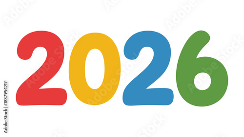 Vibrant 2026: Bold numerals in a spectrum of vivid colors pop against the background, symbolizing the dawn of a new year or a significant event.