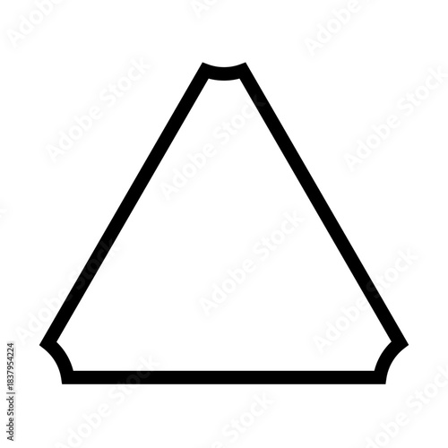 A simple line drawing of a triangle with rounded corners, symbolizing geometric shapes and abstract design elements