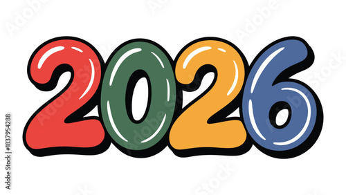 2026 Typography: A vibrant, colorful typographic representation of the year 2026, offering a sense of optimism, anticipation, and the exciting potential of the future.
