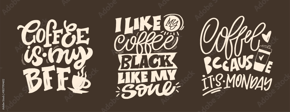 Fototapeta premium Funny hand drawn doodle lettering quote about coffee . Lettering for t-shirt design, mug print, bag print, clothes fashion. 100% hand drawn vector image.