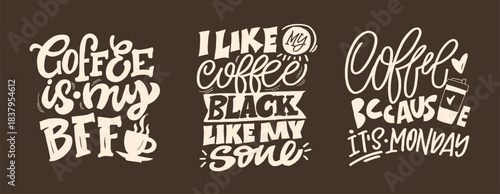 Funny hand drawn doodle lettering quote about coffee . Lettering for t-shirt design, mug print, bag print, clothes fashion. 100% hand drawn vector image.