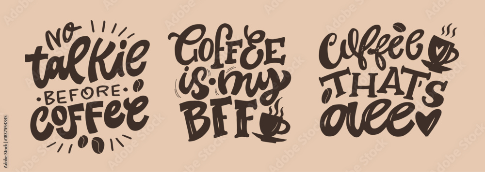 Fototapeta premium Funny hand drawn doodle lettering quote about coffee . Lettering for t-shirt design, mug print, bag print, clothes fashion. 100% hand drawn vector image.