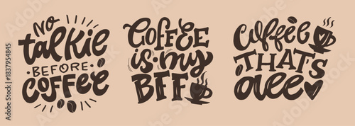 Funny hand drawn doodle lettering quote about coffee . Lettering for t-shirt design, mug print, bag print, clothes fashion. 100% hand drawn vector image.