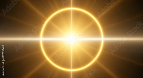 Intense golden light ring halo starburst abstract energy background
