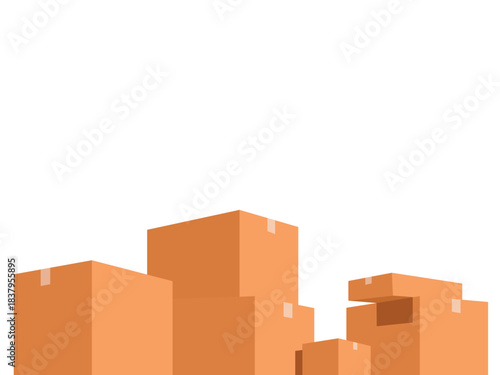 Cardboard boxes of various sizes, pile of cardboard, transportation company