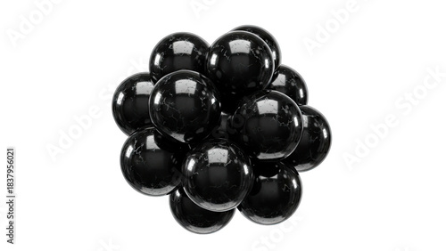 Black Spheres Grouped on White Background