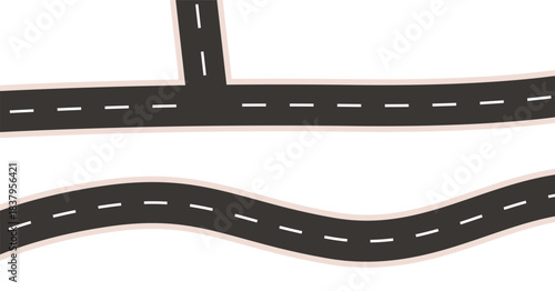 Road sign, highway, top view of the curved road