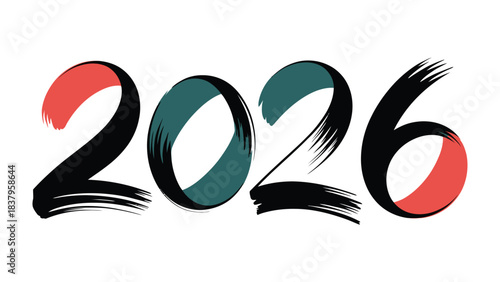 Vibrant Vision of the Future: The year 2026 comes to life through dynamic brushstrokes and vibrant hues, symbolizing forward momentum.