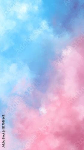 Dreamy blend of powder blue and pale pink creates soft pastel wallpaper, evoking sense of calm and serenity. gentle transition between colors adds soothing touch