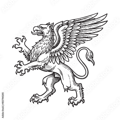 Mythical Griffin Creature Vintage Engraving Illustration