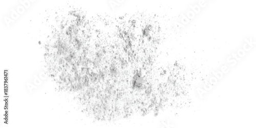 black and white background. Dried beet root powder scattered isolated on white background, top view