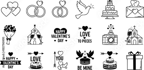Wedding and Valentine's Celebration Icon Collection