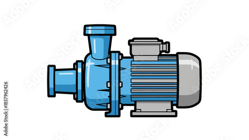 Blue centrifugal pump with a gray electric motor