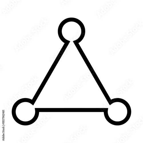 Geometric shape icon of a triangle with three circles at its vertices, representing a basic concept in geometry and design
