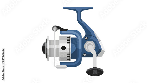 Blue fishing reel on a white background