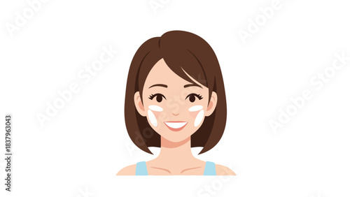 Cartoon woman applying cream to her cheeks