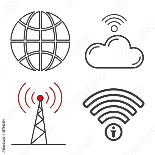 Internet   Web Service Icon Set  White Background Vector Icon Set