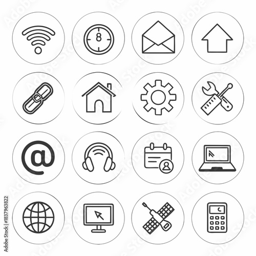 Internet   Web Service Icon Set  White Background Vector Icon Set