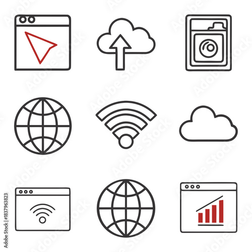 Internet   Web Service Icon Set  White Background Vector Icon Set