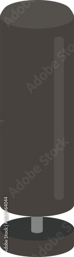 Vector illustration of a black punching bag in a clean and simple flat design style.