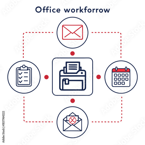 Office Workflow Icon Set  White Background  Minima Vector Icon Set