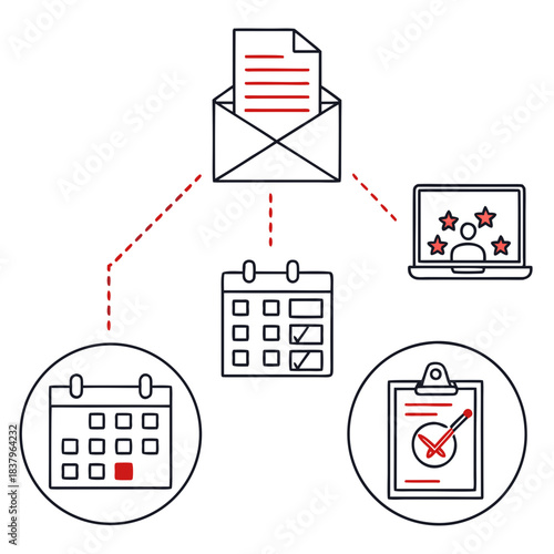 Office Workflow Icon Set  White Background  Minima Vector Icon Set